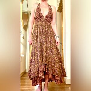 Free People V Neck Maxi Beaded Strappy Dress | S